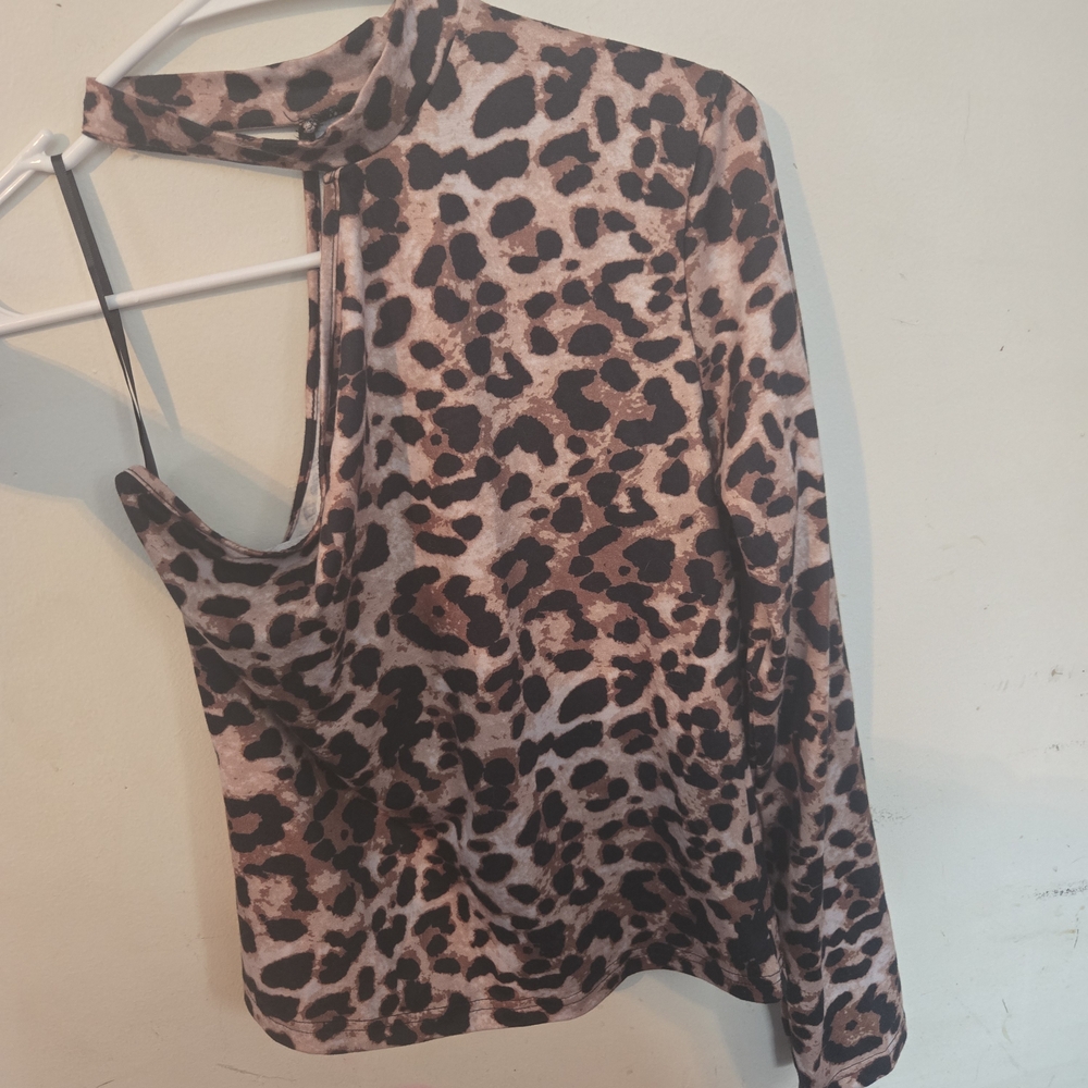 SHEIN Brown Leopard Print Long Sleeve Top